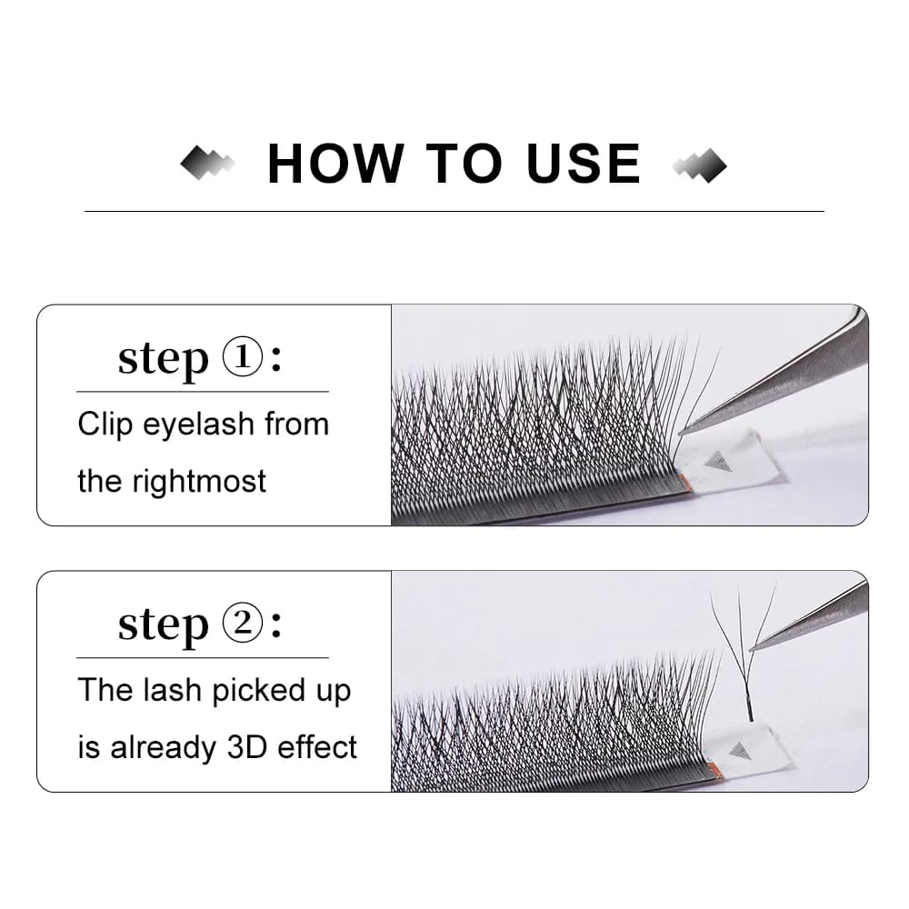Extensiones de pestañas de volumen W-Shape 3D preformadas