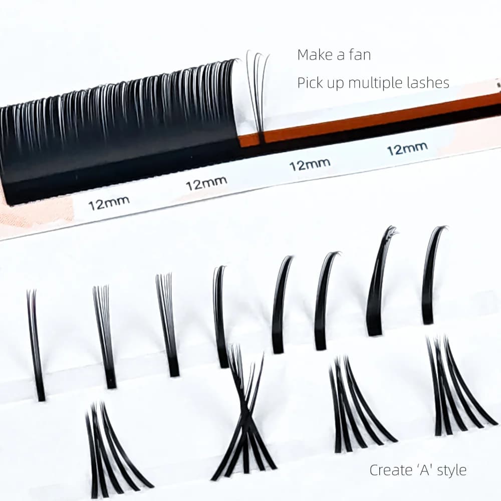 Extensiones de pestañas individuales Camellia Bloom con adhesivo