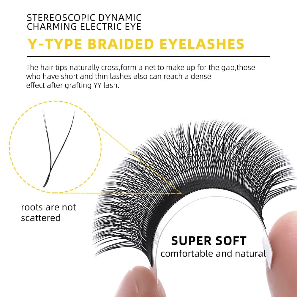 Extensiones de pestañas en abanico de volumen preformado YY 2D, 8-15mm