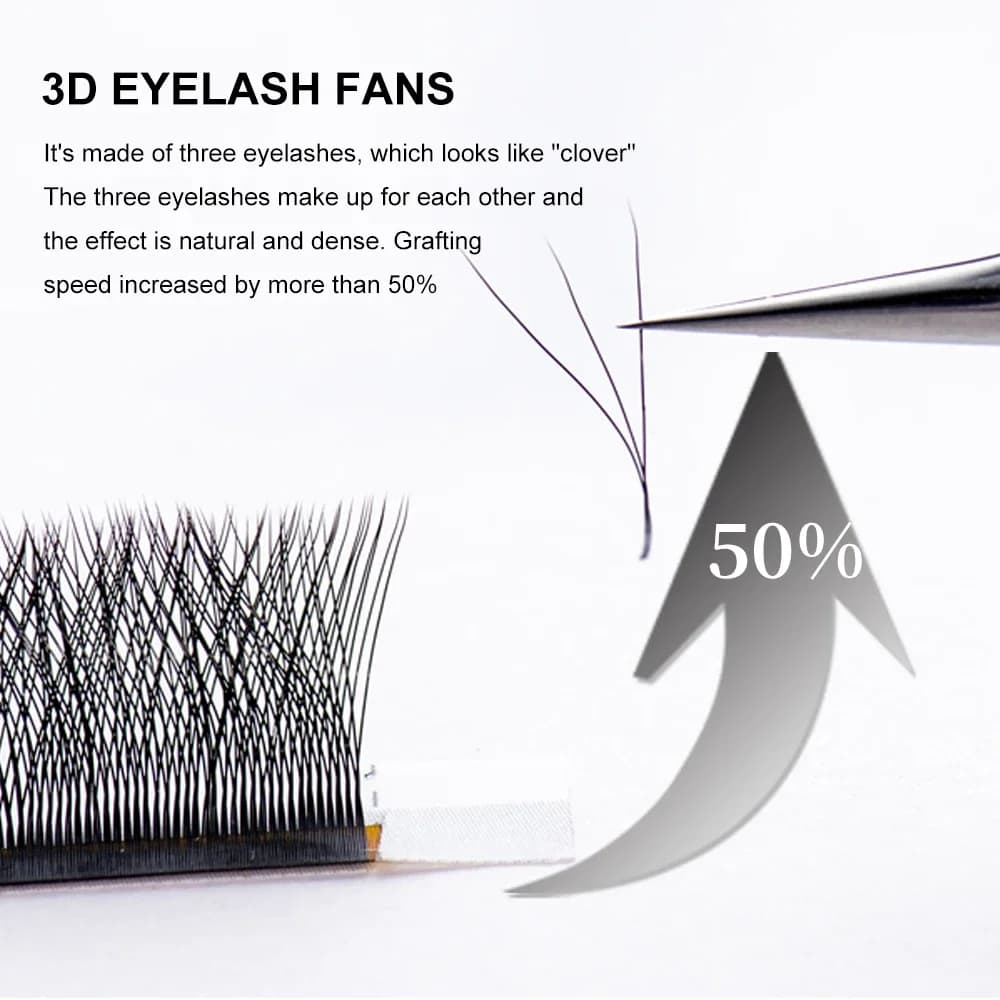 Extensiones de pestañas visón 3D forma W trébol 0.07mm