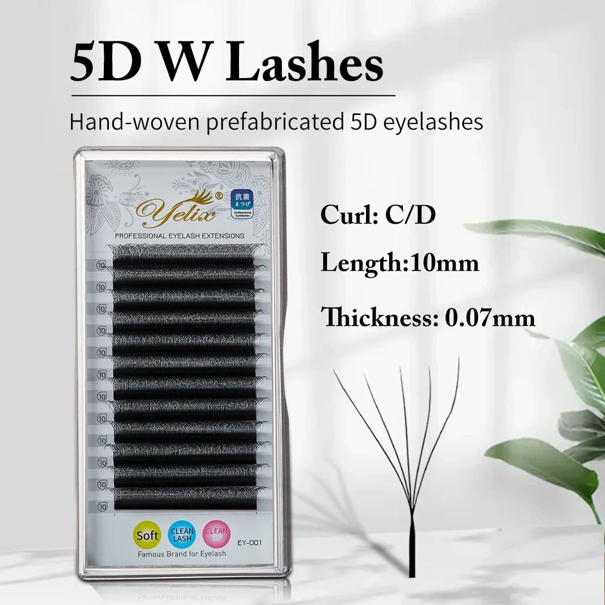 Extensiones de pestañas en abanico premade forma W 5D con floración automática