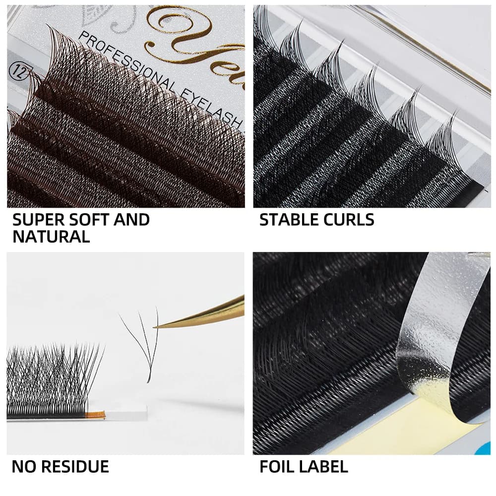 Extensiones de pestañas de volumen W-Shape 3D preformadas