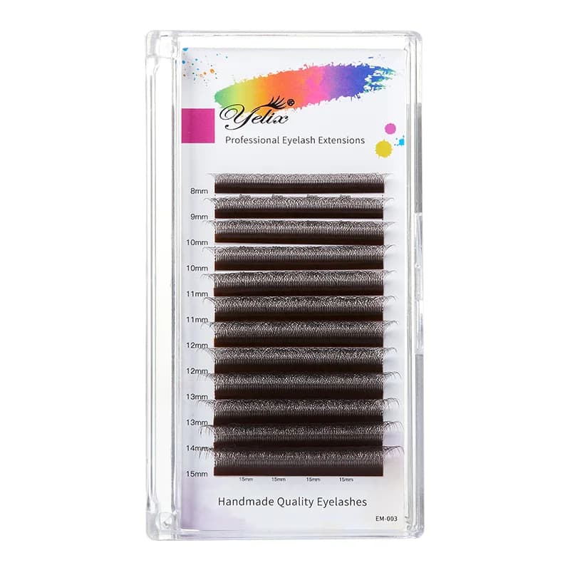 Extensiones de pestañas abanico premade marrón forma W 2D-5D