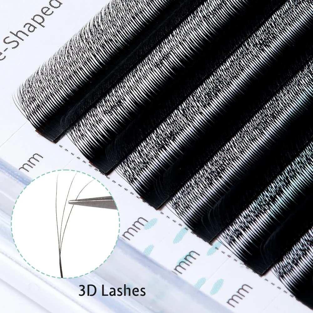 Extensiones de Pestañas Premium Hechas a Mano Estrechas 3D W-Shape