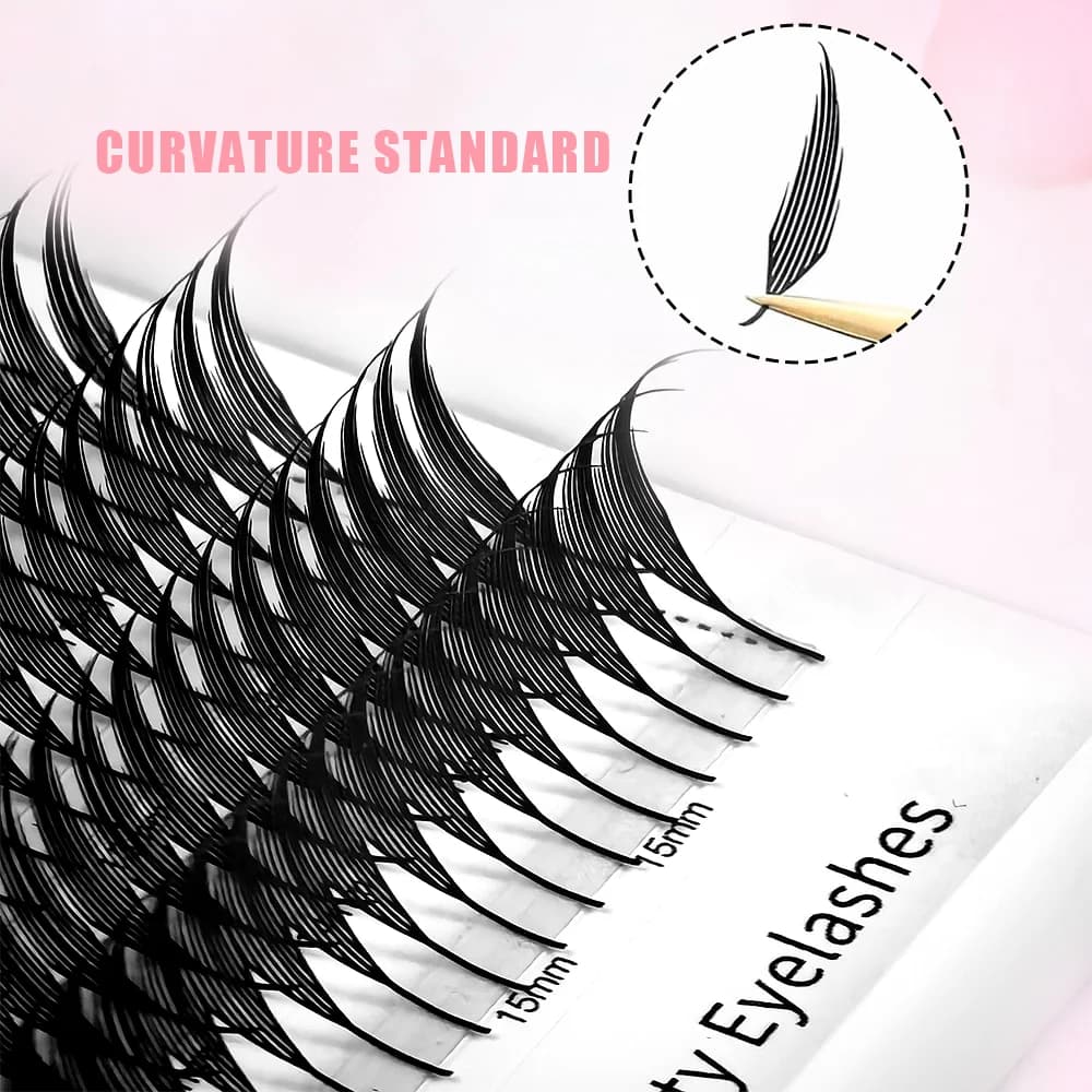 Extensiones de pestañas abanico preformado flor en forma de espiral