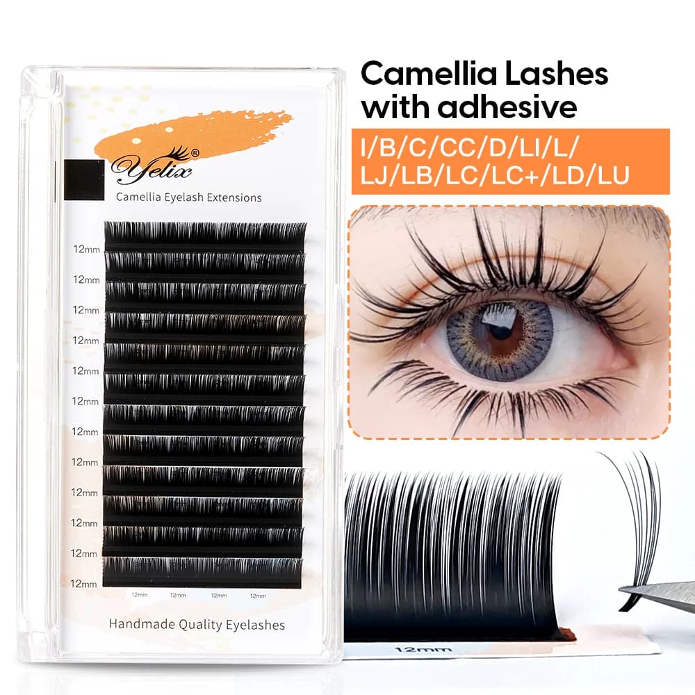 Extensiones de pestañas individuales Camellia Bloom con adhesivo