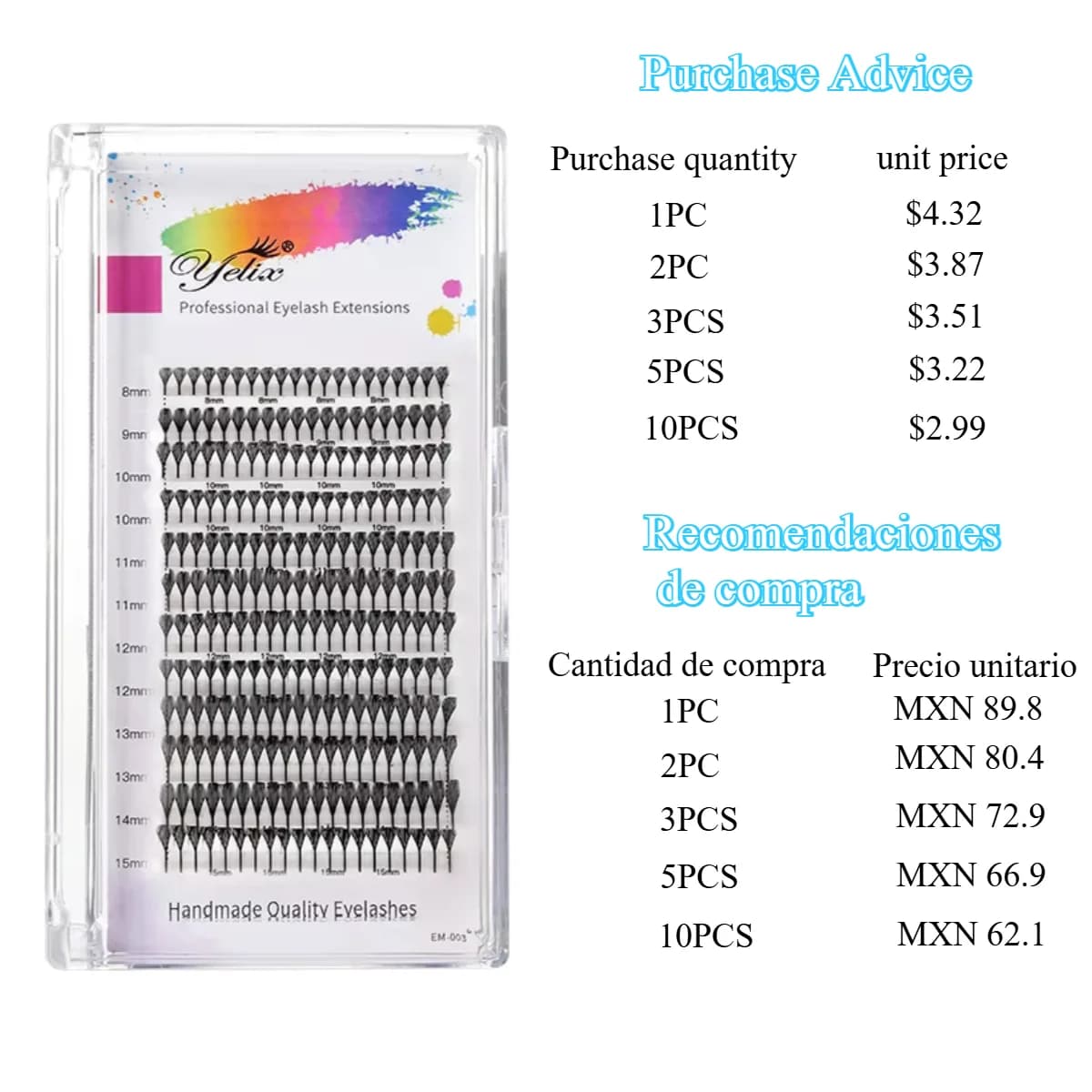 Extensiones de pestañas abanico preformado flor en forma de espiral