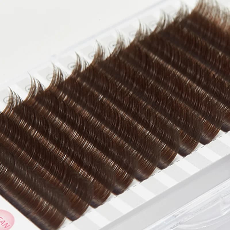 Extensiones de pestañas Easy Fan marrón oscuro Rizo C/D 8-15mm