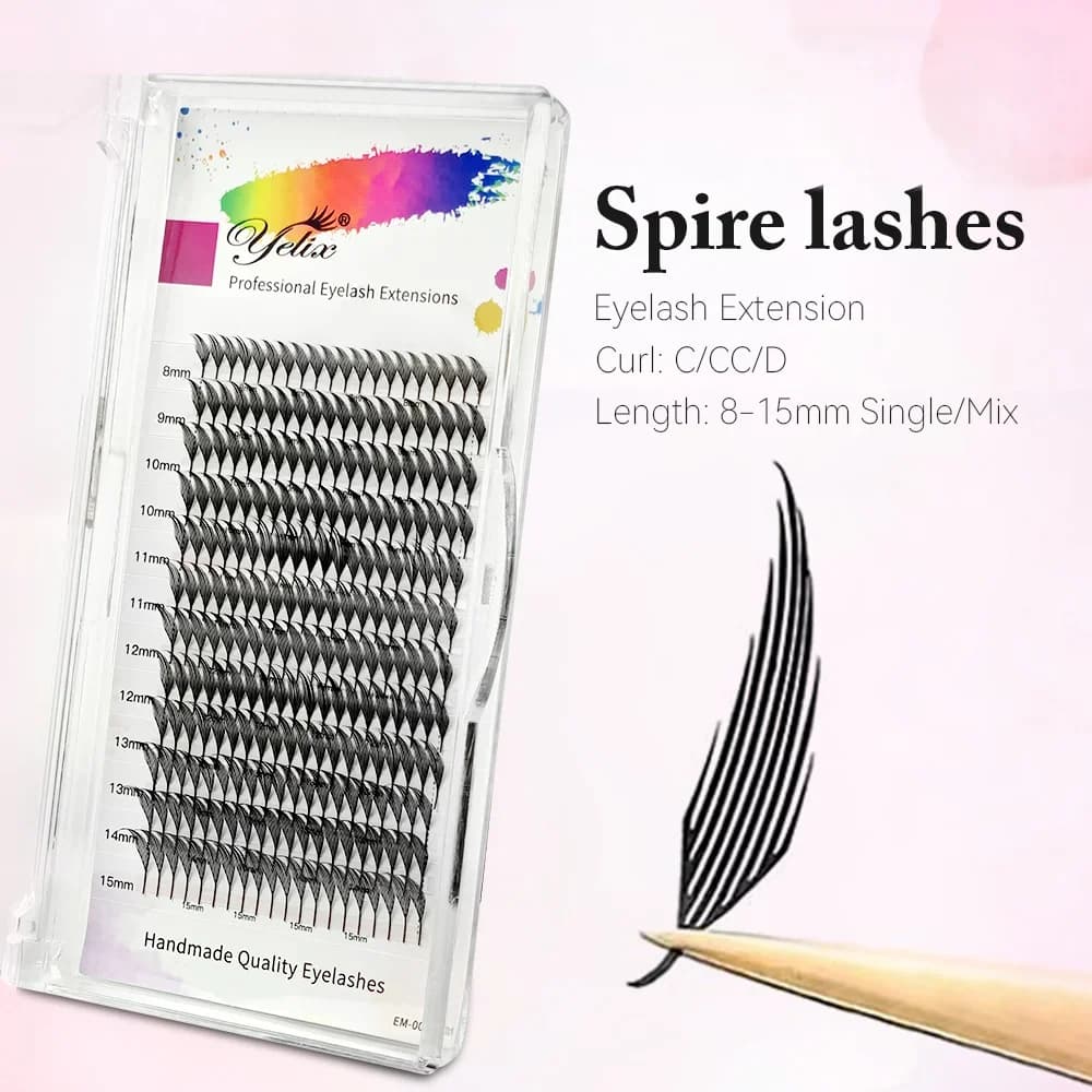 Extensiones de pestañas abanico preformado flor en forma de espiral