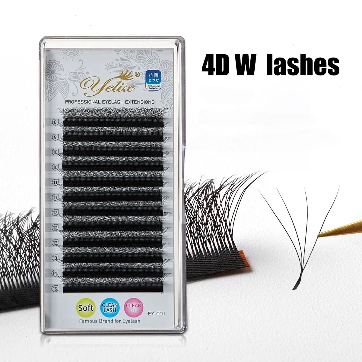 Extensiones de pestañas 3D W en forma de trébol suave