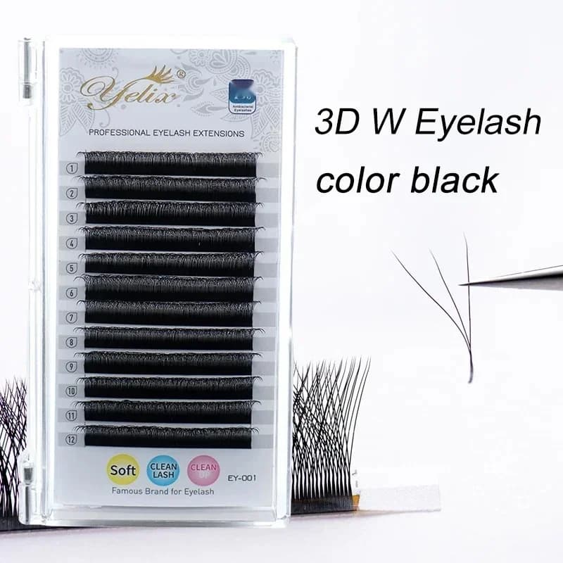 Extensiones de pestañas en abanico premade forma W 5D con floración automática