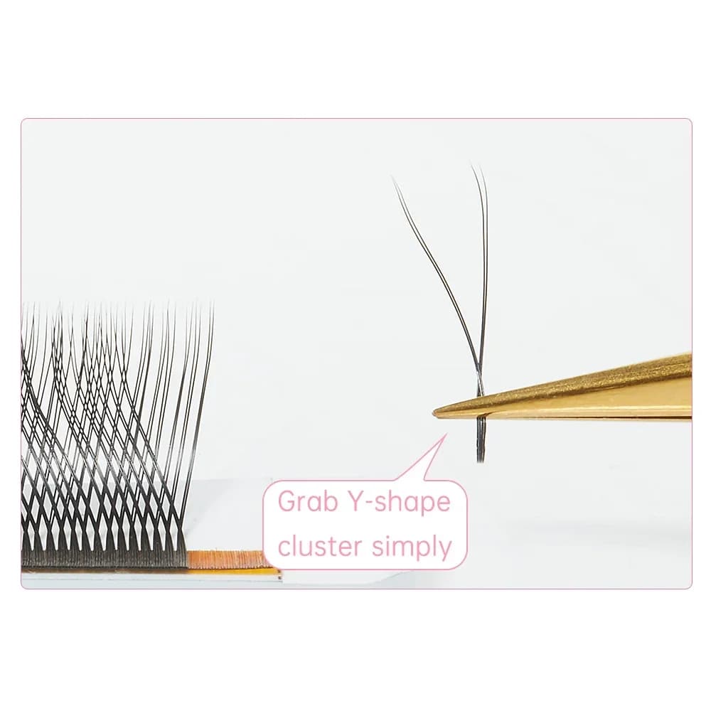 Extensiones de pestañas en abanico preformado Y YY, rizo C, 0.05mm