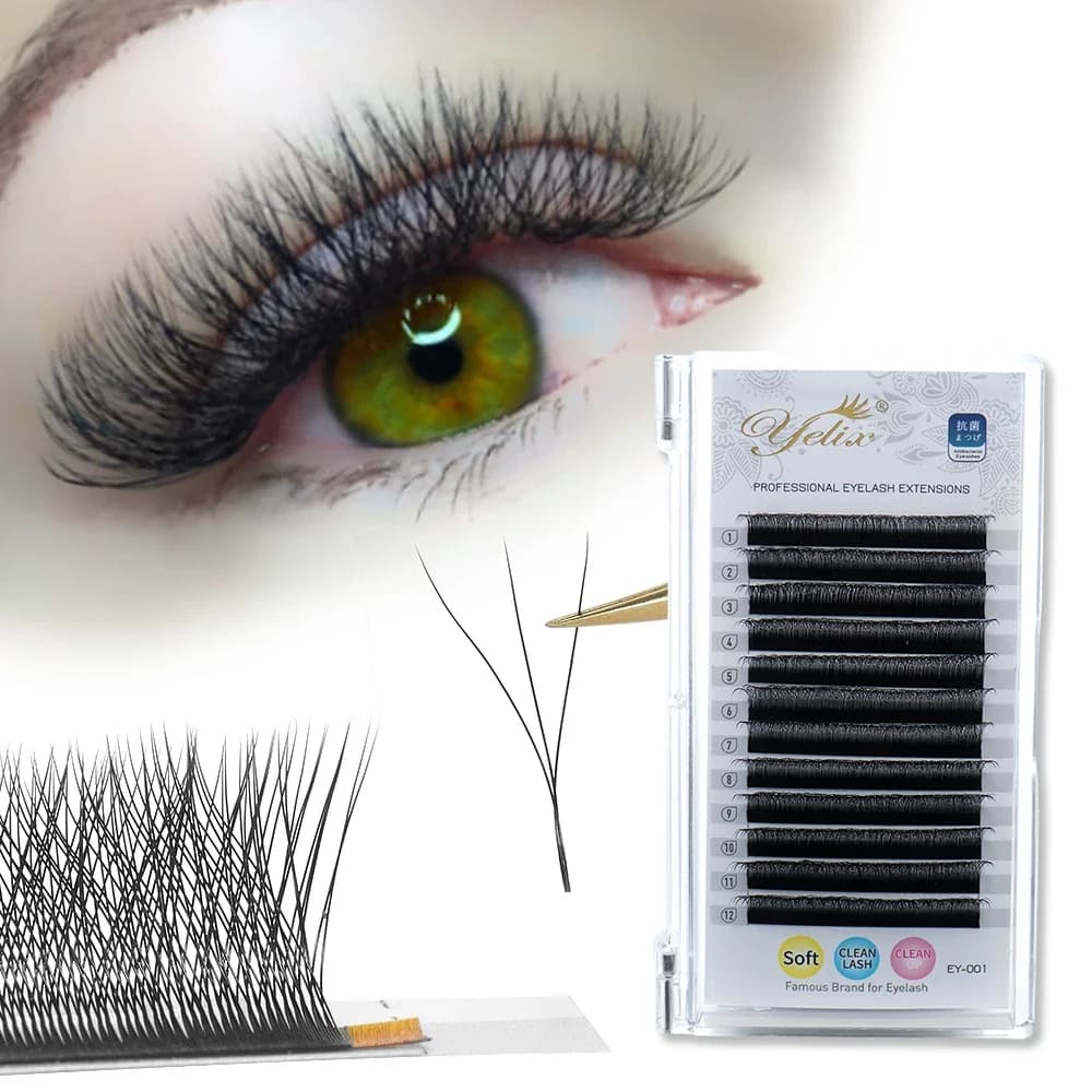 Extensiones de pestañas 3D W en forma de trébol suave
