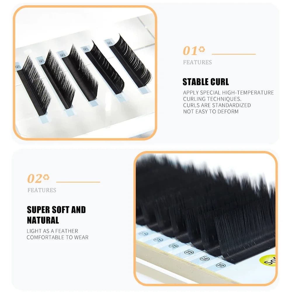 Extensiones de pestañas individuales Mink Matte L Curl 8-15mm
