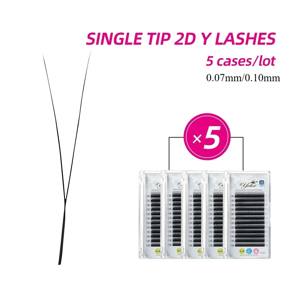 Extensiones de pestañas 2D Y, 5 cajas, malla de alta densidad