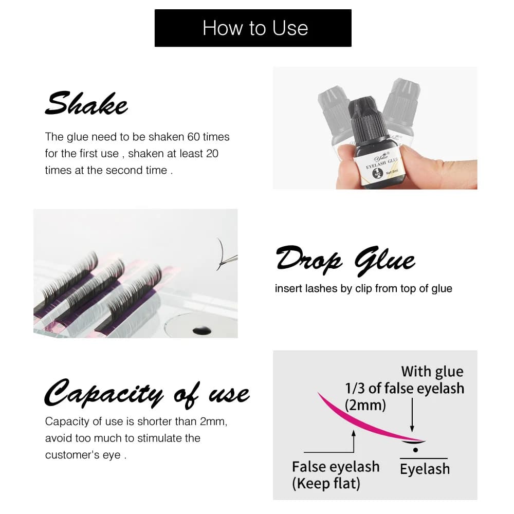 Pegamento Profesional para Extensiones de Pestañas 5ml Pack de 3
