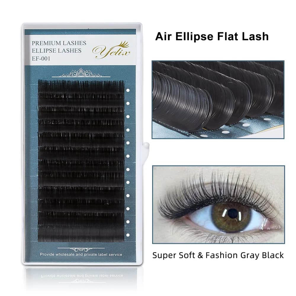 Extensiones de Pestañas Elípticas Planas Air D+ Curvadas
