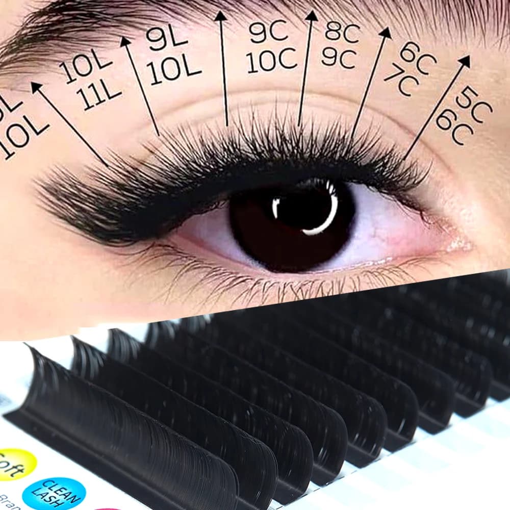 Extensiones de Pestañas de Seda Individuales Curvatura L