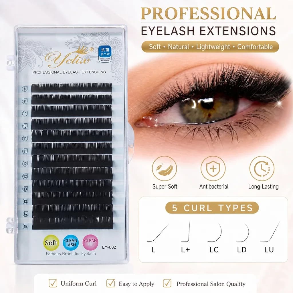 Extensiones de Pestañas Individuales Rizo Mixto Forma L, 8-15mm