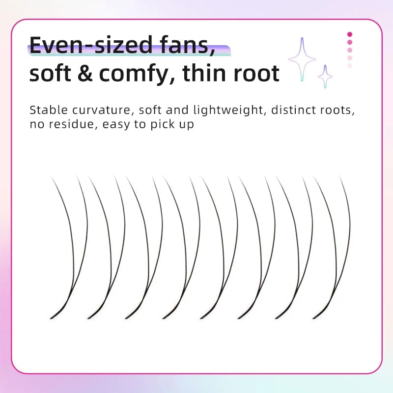 Extensiones de pestañas abanicos prefabricados 2D en forma Y con punta única 0.10mm