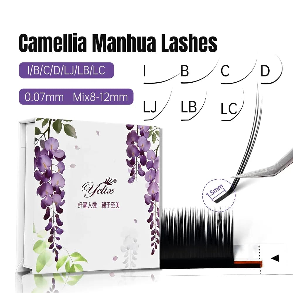 Extensiones de pestañas naturales Camellia raíz corta